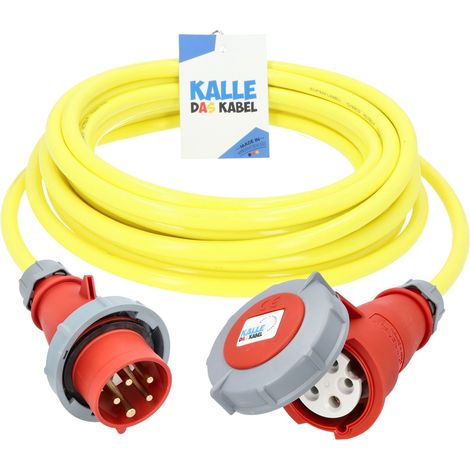 Kalle Verlängerungskabel CEE 400V 16A 2,5mm² Extreme Signal Gelb Aquasafe IP67 20 Meter