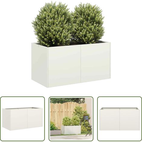 Gartenkübel - Pflanzkübel Weiß 80x40x40 cm Kaltgewalzter Stahl (1/5)