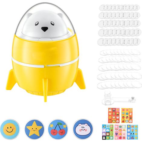 Mophorn Macchina compatta per creazione di spille in plastica da 58 mm, dotata di pressa, 50 componenti, carta con motivi pre-stampati e taglierina circolare, per progetti fai-da-te (1/5)