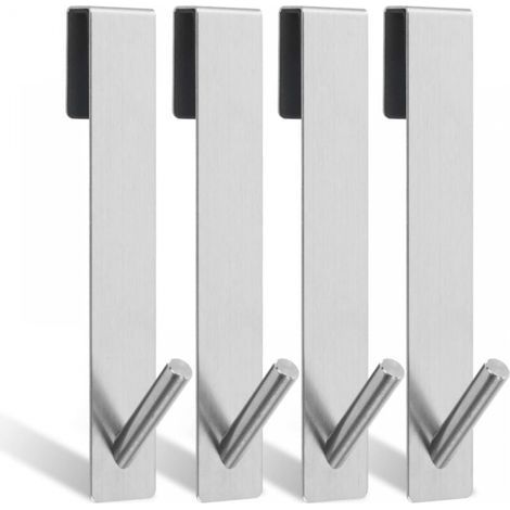 Shower Door Hooks, 4 Pieces Bathroom Towel Hooks, Bathroom Towel Rack, Bathroom Hooks, No Drilling Required, Stainless Steel Shower Hook for Over Shower Doors (1/5)