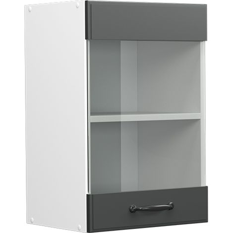 Meuble de cuisine haut vitré R-Line, Anthracite campagne, 40 cm, Vicco