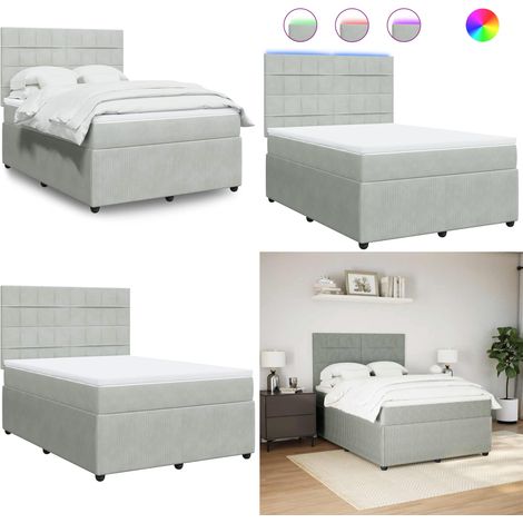 vidaXL Sommier à lattes de lit et matelas Gris clair 140x190cm Velours