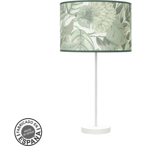 Alto Moda Tischlampe 1xe27 Weiß/Grünes Blatt 63x30x 30cm
