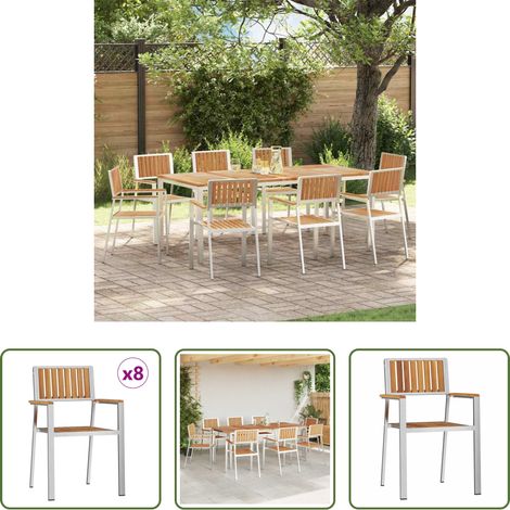 Chaise extérieure - Chaise de jardin 8 pcs Marron Bois de teck massif (1/5)
