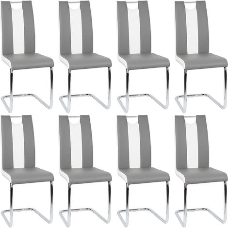 Set di 6 Sedie Da Pranzo Moderne,Grigio e Bianco