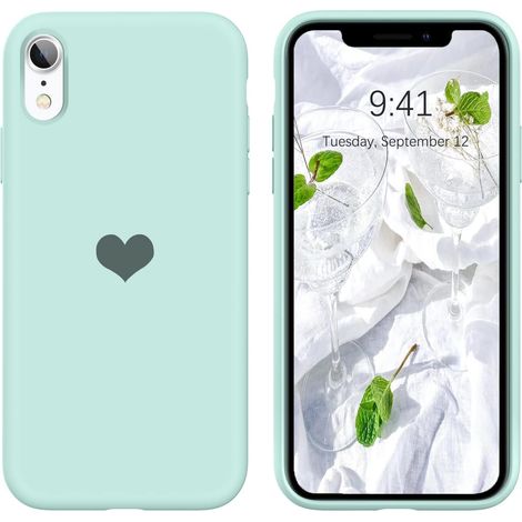 CUSTODIA IN SILICONE PER IPHONE XR 6.1' CUORE VERDE MENTA (1/5)