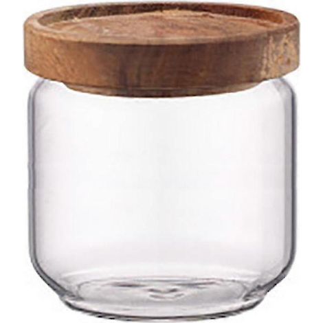 Luftdichtes Glasgefäß mit Holzdeckel, 400 ml Fassungsvermögen, zur Aufbewahrung von Lebensmitteln (Samen, Tee, Kaffee usw.).