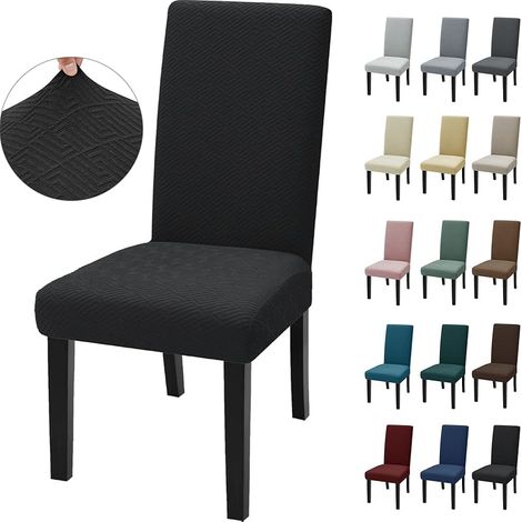 Housse De Chaise 6 Pièces, Housse Chaise Salle À Manger Moderne Élastique, Couvre Chaise Extensible, pour Les Housse De Chaise De Salle À Manger Décoratives, Hôtel, Noir (1/5)