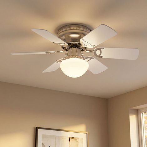 Deckenventilator mit Beleuchtung Sommer-/Wintermodus 3 Stufen Zugschalter Wohnzimmerlampe, wendbare Flügel, 1x E27, DxH 76x28 cm (1/5)