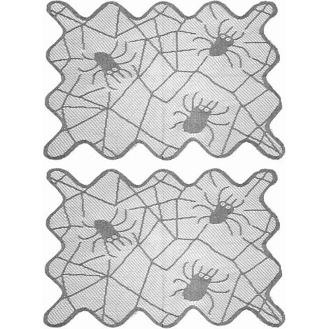 Lot de 2 sets de table en forme de toile d'araignée pour Halloween, dessous de tasse créatifs, set de table en forme de toile d'araignée-44X29.5X0.1CM-Black (1/2)