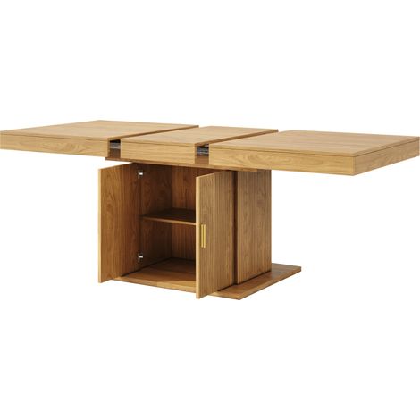 Mesa de comedor extensible con espacio de almacenaje 140–180 cm MDF, metal, Modenuit (1/5)
