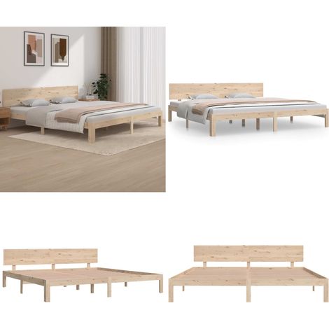 Massivholzbett Kiefer 200x200 cm - Holzbett - Kiefernholzbett - Doppelbett - Massives Holzbett - Bettgestell - Home & Living (1/5)