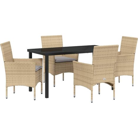 Maison Exclusive - Conjunto de Comedor de Jardín 5 uds. Beige rat (1/5)