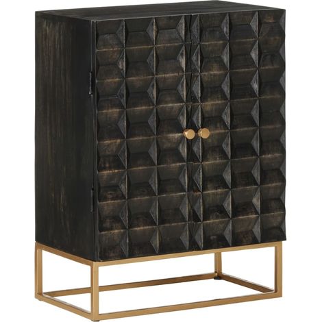 Credenza buffet cassettiera mobile contenitore organizer cucina soggiorno soggiorno 55 x 34 x 75 cm legno massello di mango e ferro nero 020035953