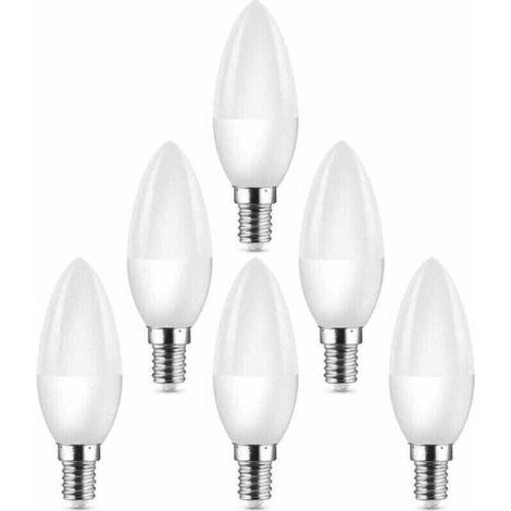 Petites ampoules LED à vis Edison E14 équivalentes à une ampoule halogène 40 W C37 400 lm 3000 K blanc chaud Lot de 6 (1/5)