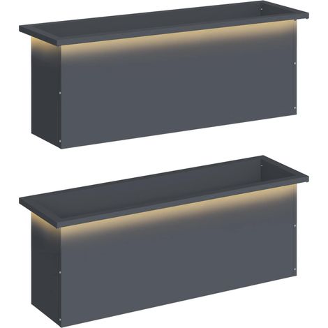 Fioriera da giardino con LED 2 pz Antracite 30 x 100 x 30 cm vidaXL (1/5)