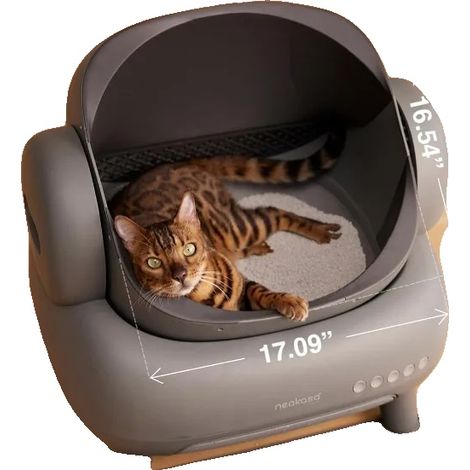Arenero autolimpiable, diseño abierto, con capacidad para hasta 3 gatos, bandeja de residuos de 11,2 L, control mediante aplicación inteligente, apto para gatos de 1,5 a 15 kg. (1/5)