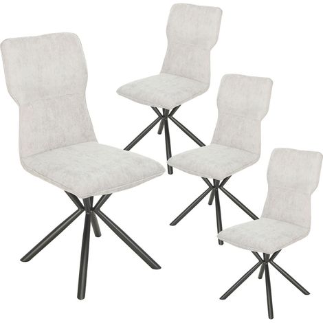 PAST - Lot de 4 Chaises Tissu Chiné Blanc Piètement Etoile (1/2)