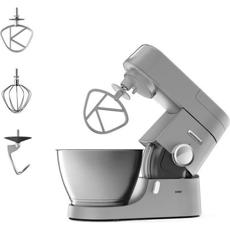 Kenwood – Robot pâtissier 4,6L 1000W – Bol inox – Variateur de vitesse électronique – Mouvement planétaire – Kit pâtisserie inclus