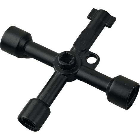 Clé multifonctionnelle noire 4 en 1 à quatre voies, clé triangulaire en forme de croix, adaptée aux ascenseurs, armoires électriques et vannes (1/5)