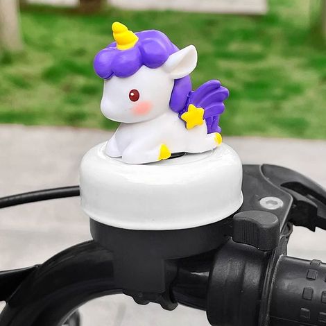 Sonnette de vélo licorne pour enfants, design dessin animé, sûre et fiable, adaptée aux vélos, trottinettes et guidons de vélo. (1/2)