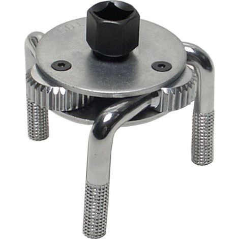 – Clé à filtre 3 griffes pour filtres à huile Ø 80 - 135 mm – Acier à outils – Traitement chromé – Adaptateur carré femelle 12,5 mm (1/2)