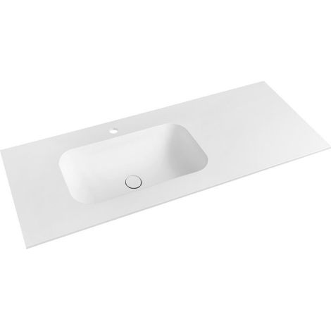 Lavabo TREOS 96,6x51,3 cm (75+20), Rockstone, gauche, blanc mat (1/4)