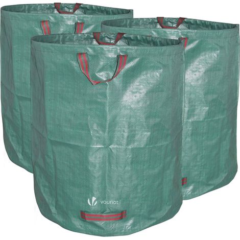 VOUNOT® 272 Liter Gartensack Gartenabfallsack mit Griffen, Laubsack für Grünabfall, 3er Set