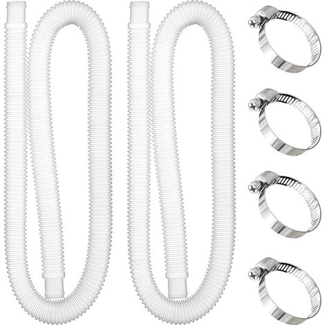 Tuyau Piscine 32mm, 2 Pièces 1m Tuyaux de Rechange pour Piscine Hors Sol avec 4 Pinces Métalliques Tuyau Aspiration Pompe de Remplacement de Pompe de Filtre de Piscine (1/5)