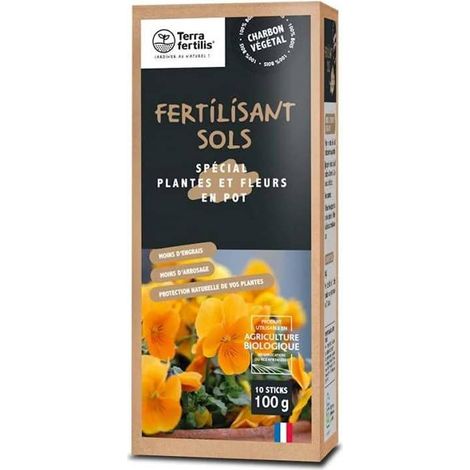 Fertilisant Sols spécial Plantes et Fleurs en pot - Biochar - Boîte 10 sticks de 10 g (1/5)