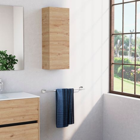 Inda - Pensile bagno con anta DX e ripiano 30x80 cm - Rovere (1/4)
