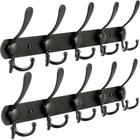 FOREHILL Wandgarderobenhaken, 2er-Pack, 15 Edelstahl-Wandhaken für Mäntel, Handtücher, Bademäntel, Badezimmer, Flur