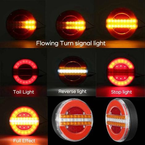 One red + yellow + white ABS + PC DC24V 49LED taillight with flowing light pattern (hamburger-style). (1/4)