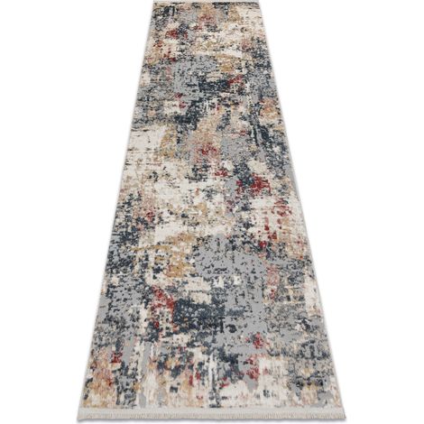 DISTIN 0123A rosa / puder / weiß moderner Teppich, Läufer - Abstraktion, Vintage, Fransen multicolour 80x250 cm
