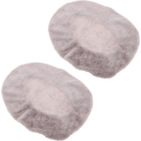 Lot de 2 Housses de Couvercle de Toilette Pelucheuses en Polyester, Antidérapantes et Anti-poussière, Adaptées pour Couvercles Ronds et Allongés, Décoration de Salle de Bain (1/5)