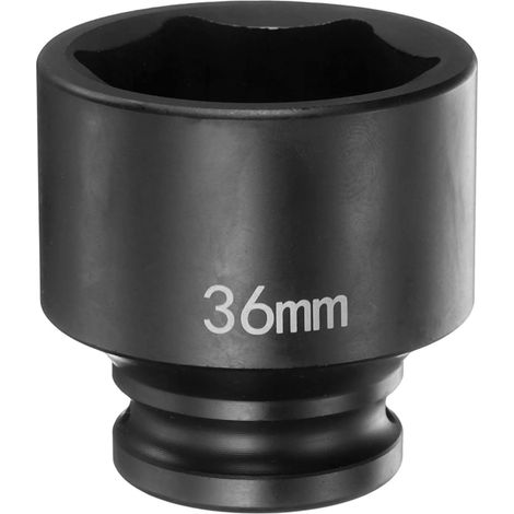 Douille à Choc 6 Points 36mm Douille Métrique 1/2" Entraînement Carré 2" (50mm) Long Douilles Hexagonales pour Écrous d'Axe de Broche en Acier Cr-Mo Phosphaté, Noir (1/5)