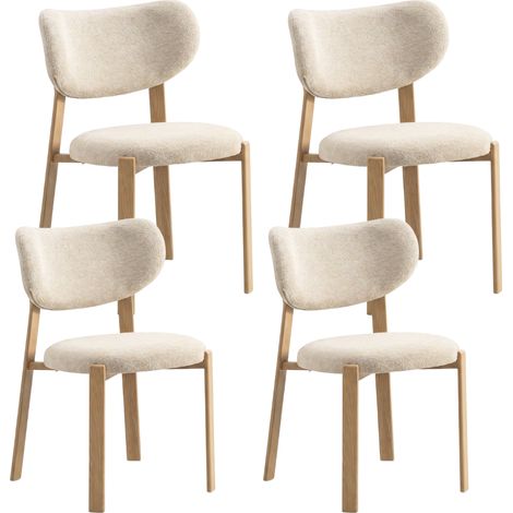 Lot de 4 chaises de salle à manger Luma - Tissu Beige / Pieds Chêne - Homeluxury (1/5)
