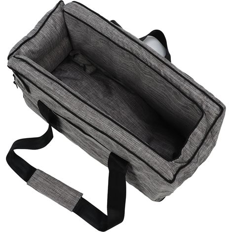Siège rehausseur carré stable et antidérapant pour chien avec accoudoir et console centrale amovible et réglable, équipé de ceintures de sécurité. (1/5)