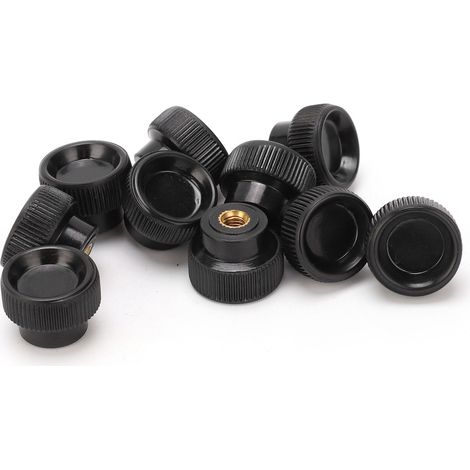 Lot de 10 vis à main moletées à tête ronde, écrous de serrage M5x20 noirs, pour tour. (1/5)