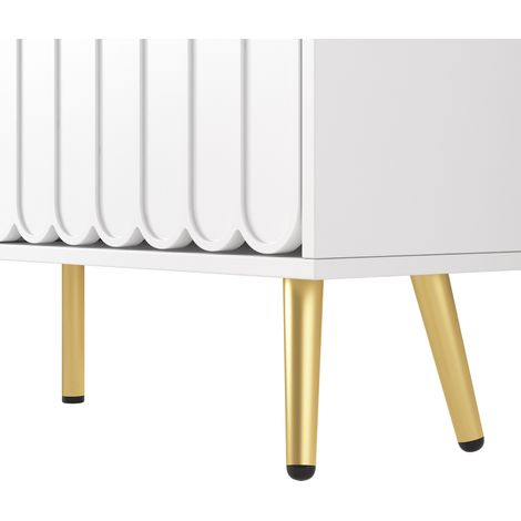 Petite armoire à chaussures avec 4 portes – idéale pour les espaces restreints du couloir. Elle est équipée d’un dispositif de protection et de planchers réglables, Couleur : blanc. Dimensions : B100  (1/5)