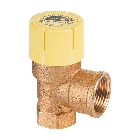 Flamco Soupape de sécurité Prescor Solar Rp1/2 - 6 bar, 50 kW, selon TRD, 28311