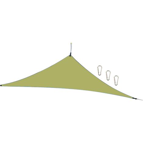 Toldo triangular de 4 m (13 pies) impermeable y resistente a los rayos UV, fabricado en poliéster 210T resistente, color arena, ideal para terrazas, jardines y actividades al aire libre. (1/2)