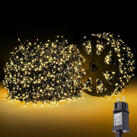 Catena luminosa natalizia con 4000 led luce calda 100mt di catena 36V cavo verde ideale per illuminare a Natale spazi esterno interno albero e balconi con 8 giochi