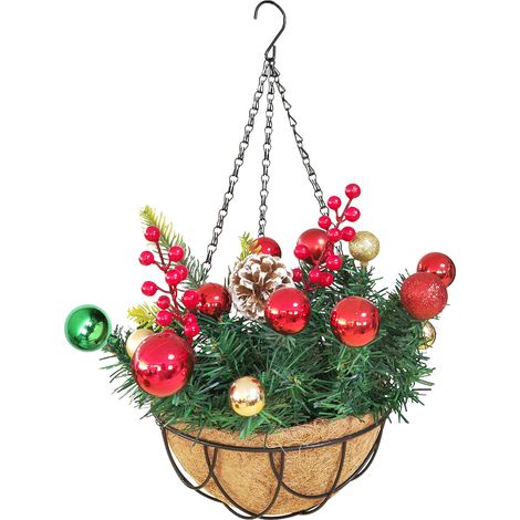 Panier Suspendu En Fer Et Fibre De Coco, Décoration Intérieure Pour Fêtes, Design Dentelle Avec Chaîne, 30.5x14cm- KZQ (1/2)