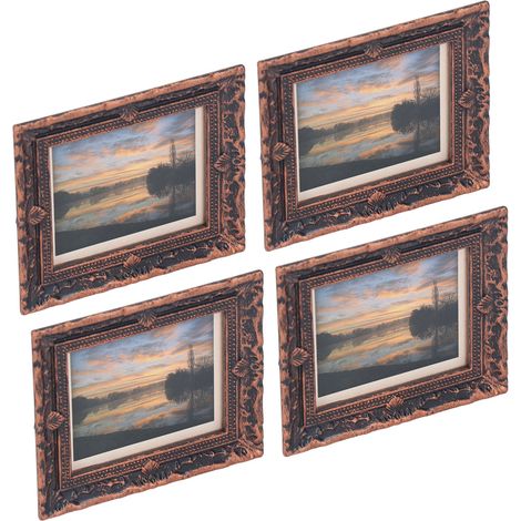 Ensemble de 4 peintures à l'huile pour maisons de poupées à l'échelle 1:12, décoration murale artistique, peinture miniature détaillée avec cadre de type 3. (1/5)