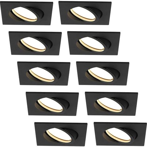Spot LED Encastrable Ultra Plat 425 Lumen 230V 5W Dimmable Corps Carré Orientable Noir (1/5)