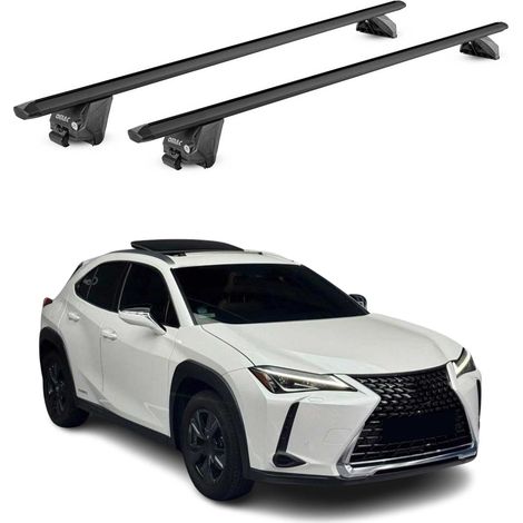 OMAC Barres de toit aluminium certifiées TÜV pour Lexus UX 2019-2026 – Pour rails de toit intégrés – Rainure en T – Charge max 100 kg – 2 antivols Noir (1/4)