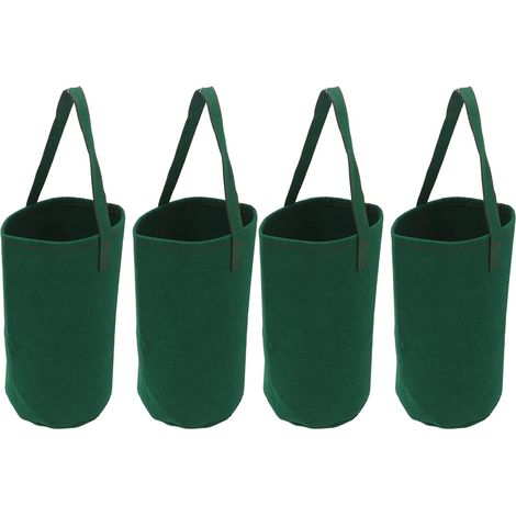 4pcs Planteur de Tomates à L'envers, Sac de Culture Suspendu en Feutre, Sacs de Culture de Plantes de Fleurs Végétales Multifonctions avec Poignées pour Tomates Fraises(Vert) (1/2)
