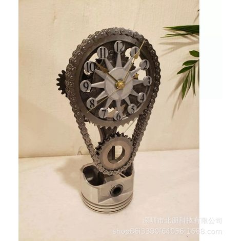 Reloj de engranajes giratorios explosivo que cruza fronteras, decoración de resina, versión de resina negra (1/5)