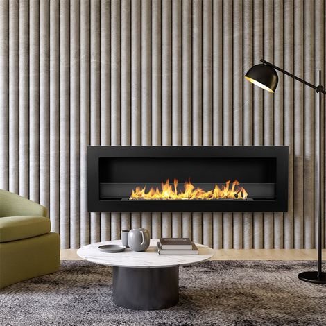 Eingebauter Bioethanol-Wandkamin 120x40 LIVORNO 120 Schwarz (1/5)